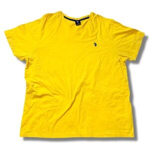 U.S. Polo Assn Yellow V‑Neck Tee – XXL | Sporty | Y2K Logo Revival | 100% Cotton